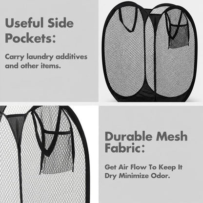 Foldable Mesh Laundry Basket – Breathable Large Capacity Hamper for Home & Bathroom