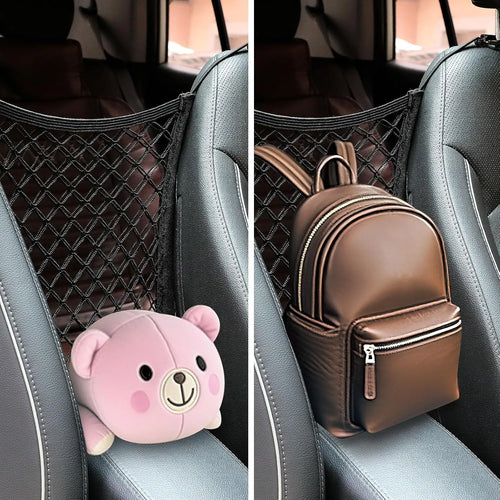 2(Pcs)Upgraded Stretch Car Seat Mesh Storage Net | Backseat Pet & Child Safety Barrier