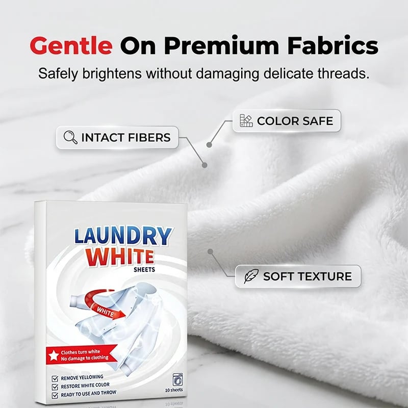 🔥💥 Deep Cleaning Laundry Whitening Sheets ✨🧺 Powerful Stain Remover Brightening Fabric Laundry Cleaning Sheets