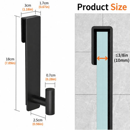 Shower Door Hooks Fit 3/8' (10mm) Glass Door, 2 Pack