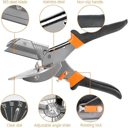 ⭐ ⛏️Multi Angle Miter Shear Cutter, Stainless steel material, 45°-135° Adjustable Angle Trim Scissors Hand Tool