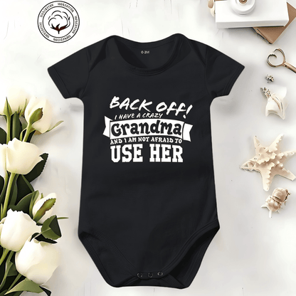 👶 'Back Off! I Have a Crazy Grandpa' Cute Cotton Baby Bodysuit