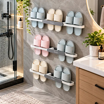 🚿No Punch Hanging Slipper Holder, Space Saving for Bathroom & Shower Room🧼