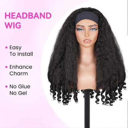 New Afro Headband with Curly in the End Wig Synthetic Hair Texture