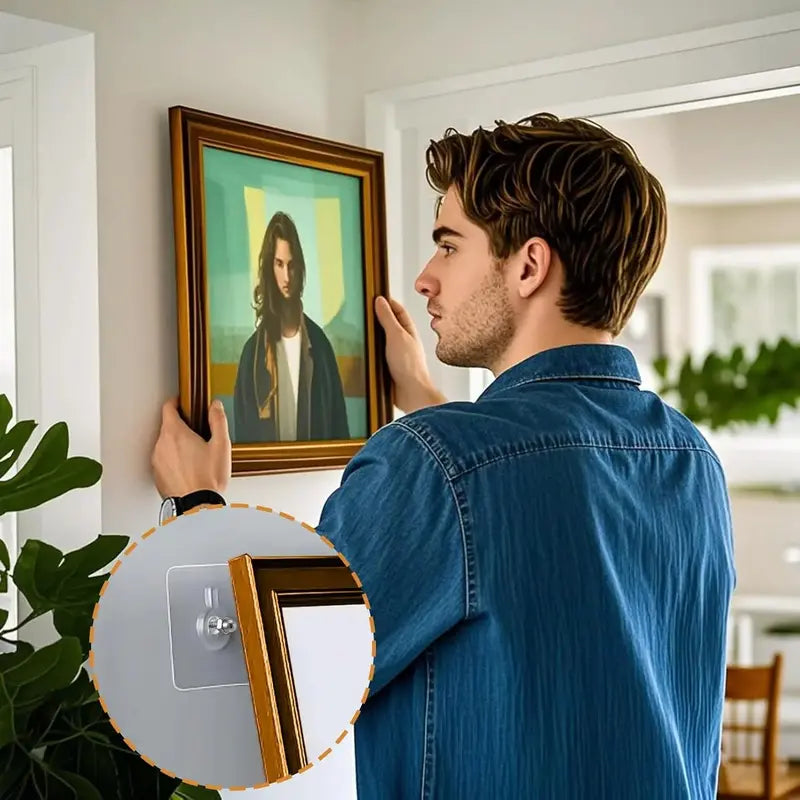 🖼️ 20PCS Acrylic Photo Hooks - Stainless Steel & Ceramic Self-Adhesive