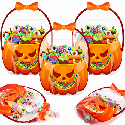 🎃 Halloween Party Favor Bags – Transparent Treat Bags in Fun Halloween Designs