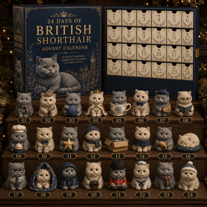 CHRISTMAS KICKOFF 49% OFF - 2026 Days of British Shorthair Blind Box - 24-Day Festive Countdown, British Shorthair Themed Collectible Miniatures Blind Box - Gift For Cat Lovers