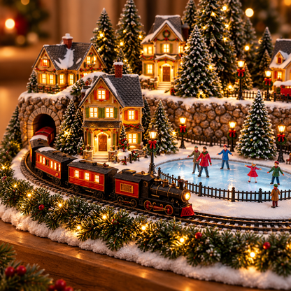 🎄🚂 49% OFF Today! ✨ Magical Christmas Train & Skating Rink – Bring Holiday Magic Home! ❄️🎁