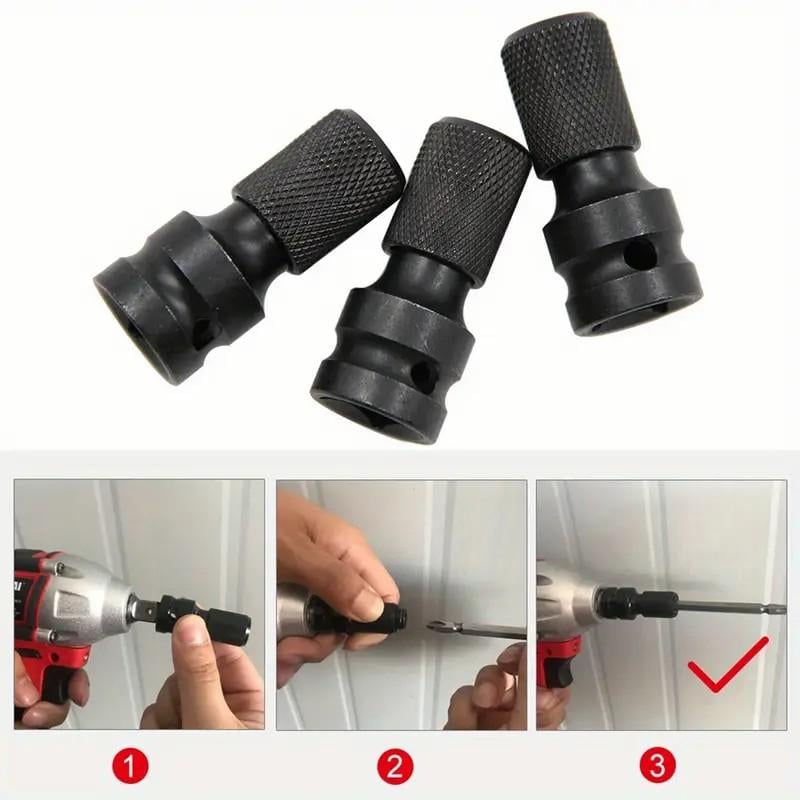 2 PCS 1/2 inch Square Drive to 1/4 inch Hex Female Socket Adapter Converter Chuck Adapter