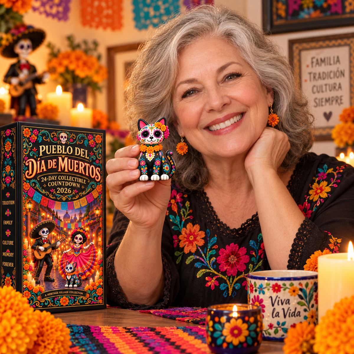 🏵Pueblo del Día de Muertos 2026 – 24-Day Day of the Dead Collectible Countdown Calendar with 24 Unique Miniatures