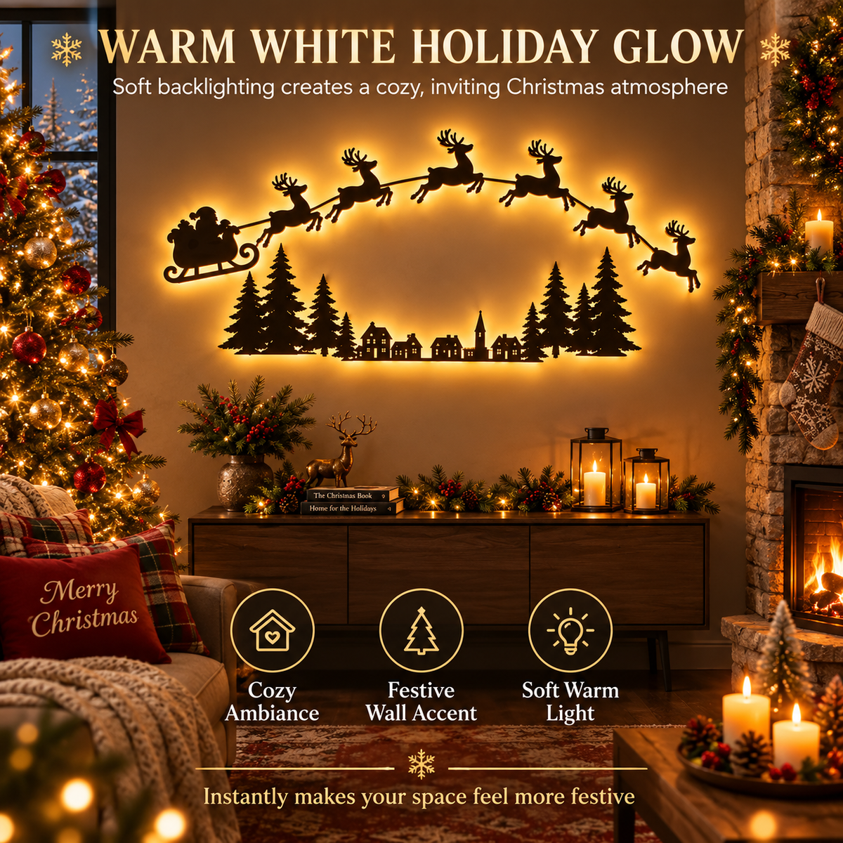 Hot sales🔥LED Santa & Reindeer Christmas Wall Decor