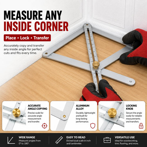 Adjustable Aluminum Angle Finder & Template Tool for Woodworking