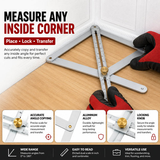 Adjustable Aluminum Angle Finder & Template Tool for Woodworking