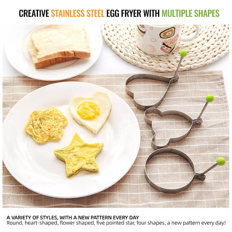 🍳 Stainless Steel Egg Rings and Pancake Molds 5 Shapes