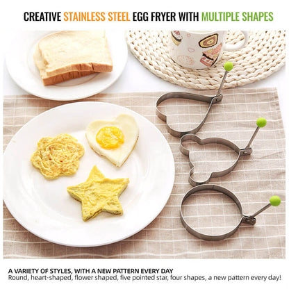 🍳 Stainless Steel Egg Rings and Pancake Molds 5 Shapes