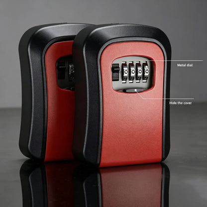 Wall Mount Key Lock Box - 4 Digit Combination Lockbox for Keys Safe Security Storage Resettable Code Lockbox for Outdoor Home Office Garage