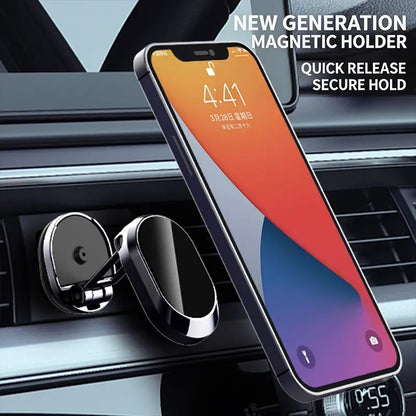 Foldable Magnetic Car Phone Holder, 360° Rotating Adjustable Dashboard Mount, Strong Magnetic Phone Stand
