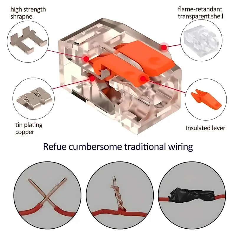 ⚡75 Pack Wire Quick Connectors | Reusable 2/3/5 Port Electrical Terminal Block Kit