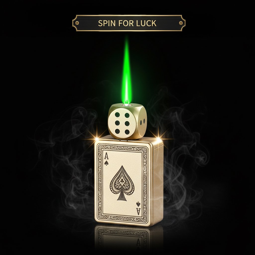 🎲Windproof Poker Dice Rotating Cigar Lighter, Butane Refill (Not Included)
