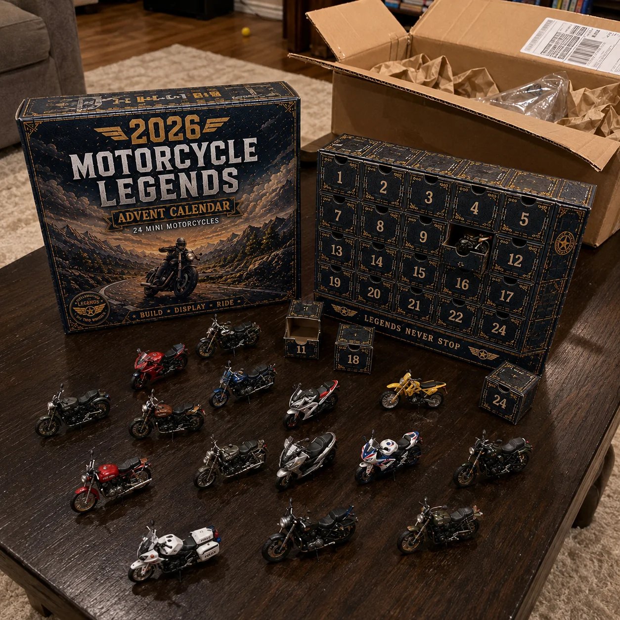 💯2026 Motorcycle Legends Advent Calendar – 24 Days, 24 Mini Motorcycles, 24 Legendary Rides