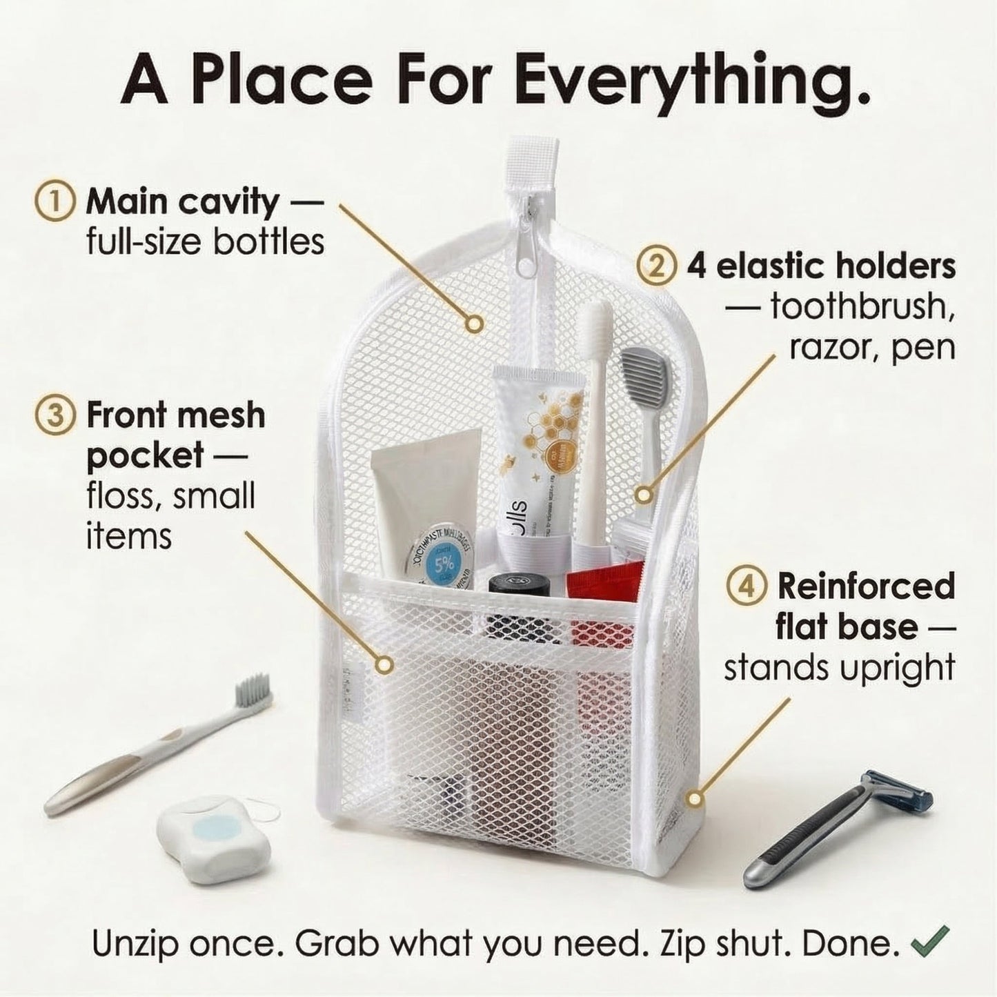 Self-Standing Travel Toiletry Pouch – Compact Organizer for Travel & Daily Essentials