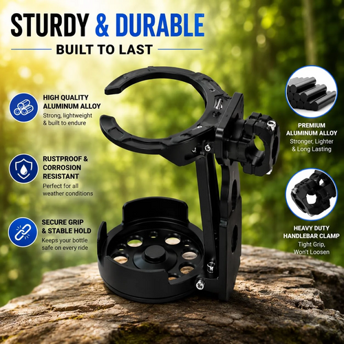 🚴 Foldable 360° Rotating Bike Cup Holder – Adjustable Space-Saving Drink Mount