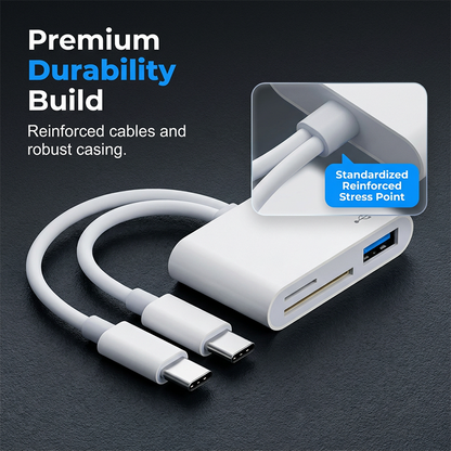 💻Universal 5-in-1 Card Reader Hub – Dual Type-C Multi-Port Memory Card Reader