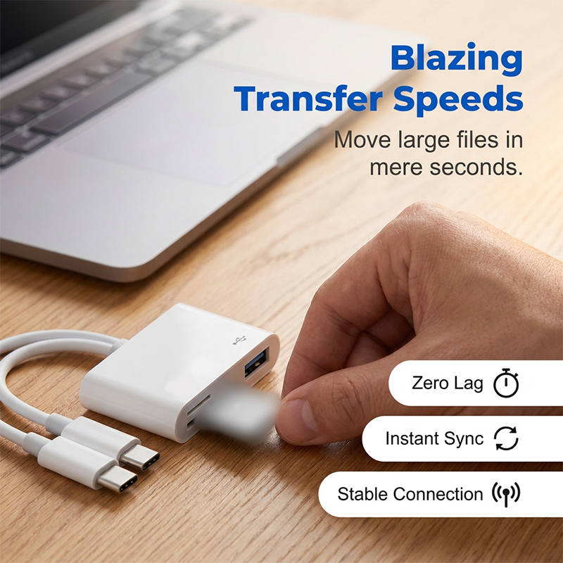 💻Universal 5-in-1 Card Reader Hub – Dual Type-C Multi-Port Memory Card Reader