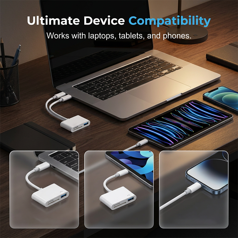 💻Universal 5-in-1 Card Reader Hub – Dual Type-C Multi-Port Memory Card Reader