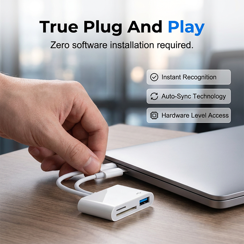 💻Universal 5-in-1 Card Reader Hub – Dual Type-C Multi-Port Memory Card Reader