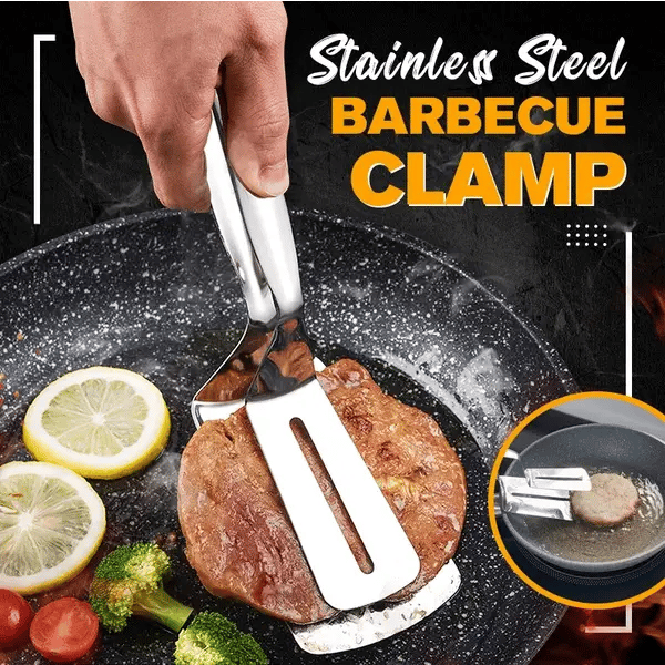🔥Stainless Steel Kitchen Tongs, 3-in-1 BBQ Grill Tongs with Flipper & Turner, Multipurpose Cooking Tool for Steak Fish Meat