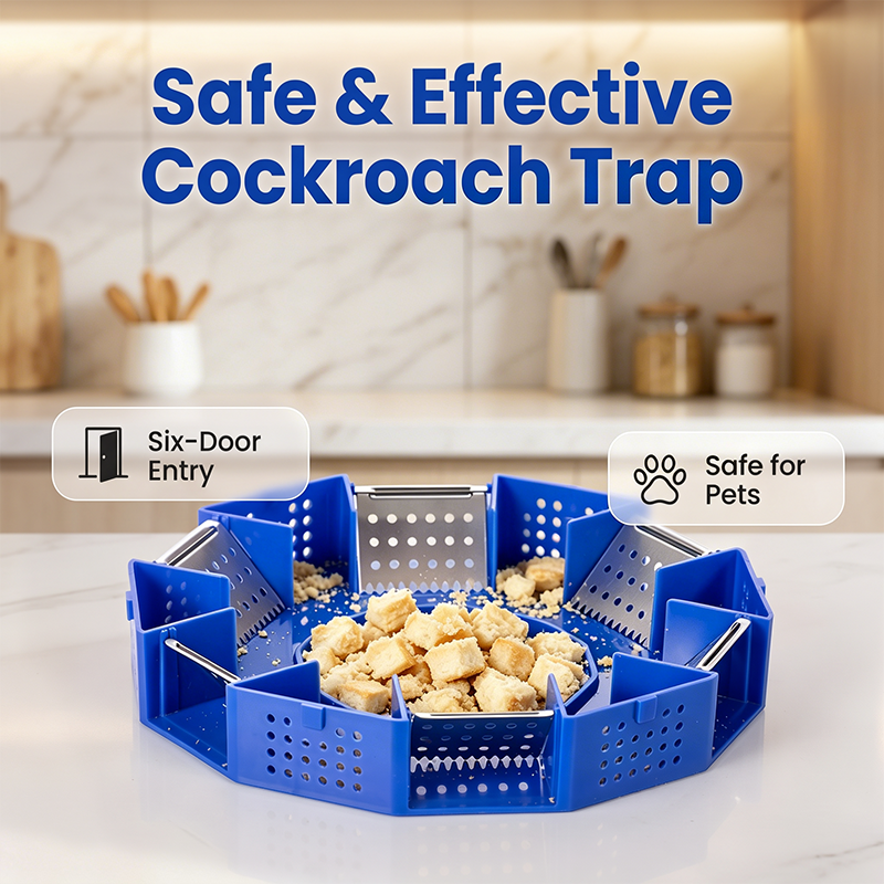 Safe and effective six door cockroach trap