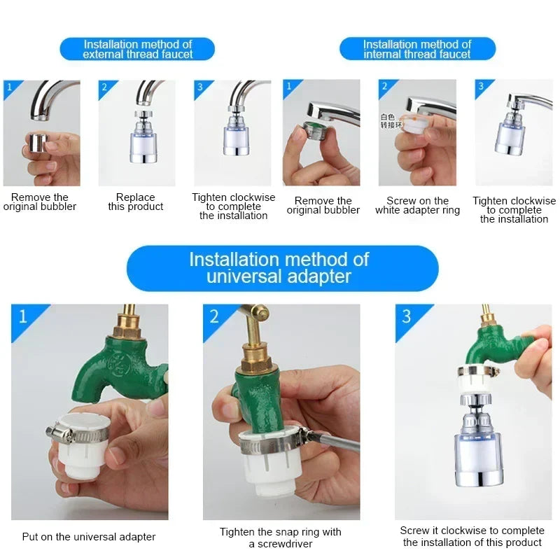 🚰Faucet Water Filter for Sink with 5 Replacement Filters and Adapter Kit
