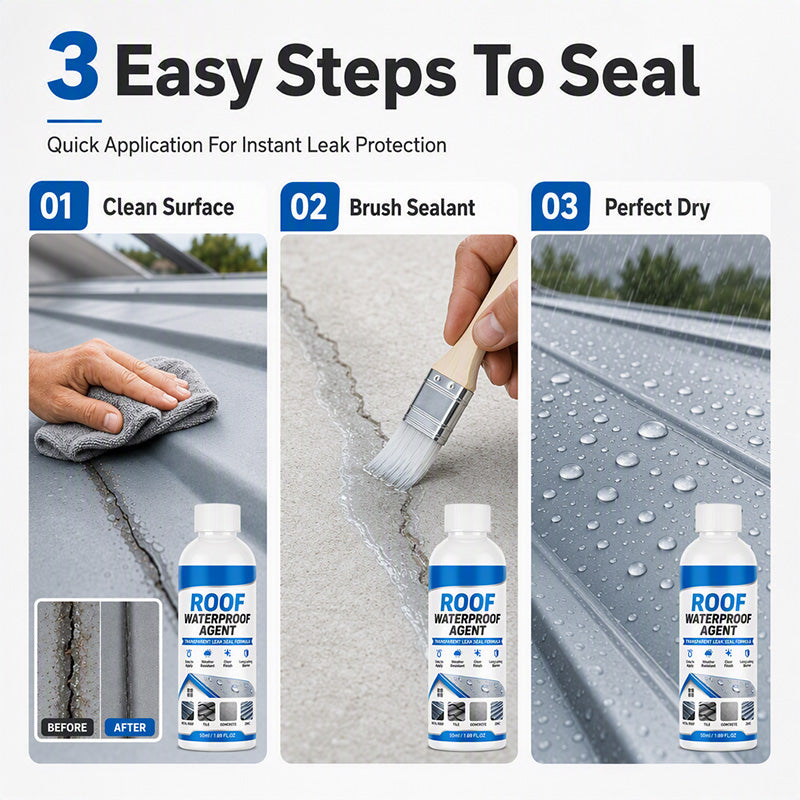 💧 Transparent Waterproof Roof Leak Repair Sealant with Brush 🏠