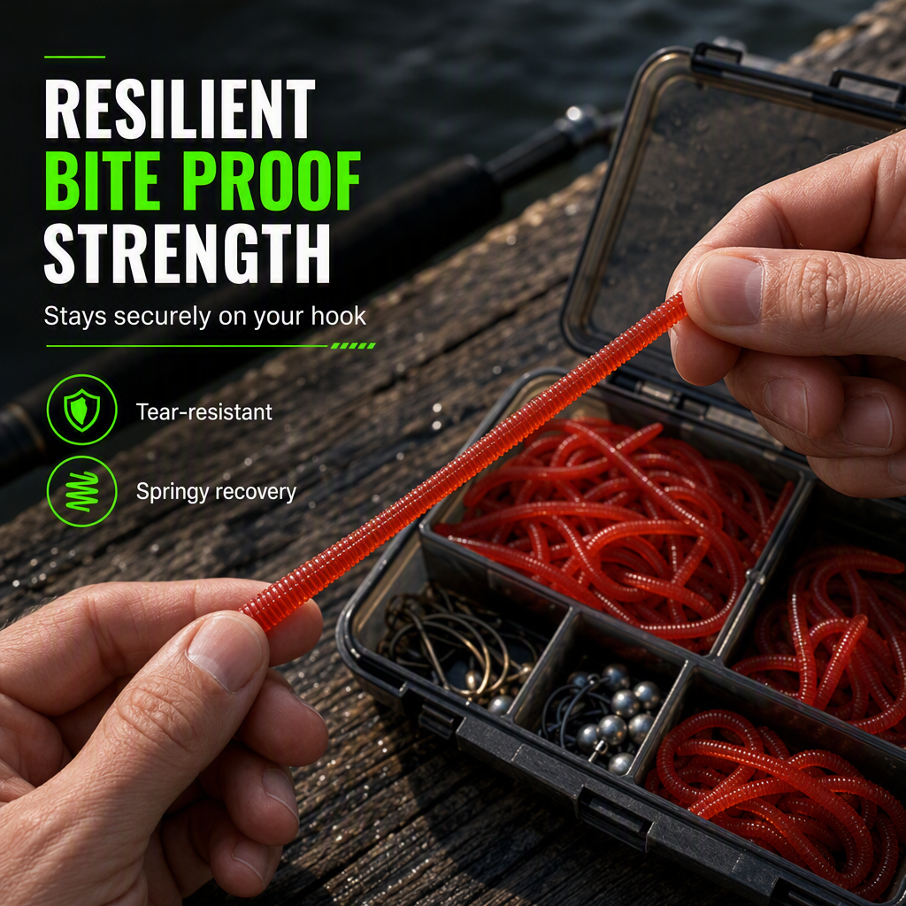 Simulation Earthworm Soft Fishing Lures Shrimp Scented Artificial Worm Baits for Freshwater and Saltwater Pack of 50 or 100